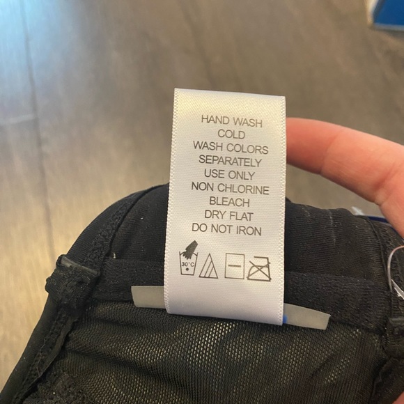 Lace up Black and white stripe swim top - Picture 2 of 4